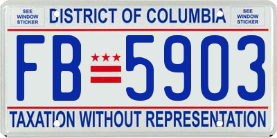 DC license plate FB5903