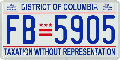 DC license plate FB5905