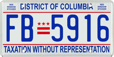 DC license plate FB5916