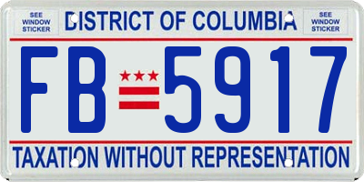 DC license plate FB5917