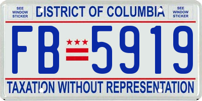 DC license plate FB5919