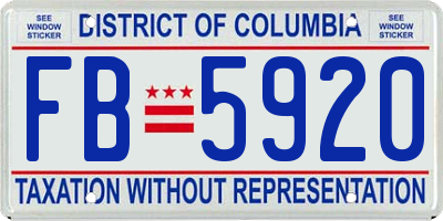 DC license plate FB5920