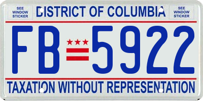 DC license plate FB5922