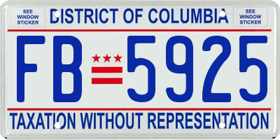 DC license plate FB5925