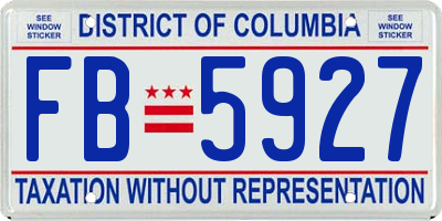 DC license plate FB5927