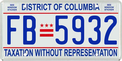 DC license plate FB5932