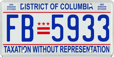 DC license plate FB5933