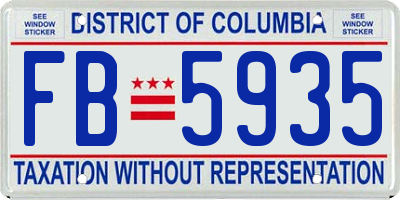 DC license plate FB5935