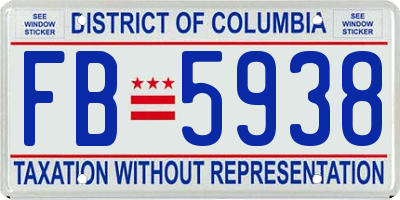 DC license plate FB5938