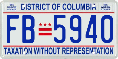 DC license plate FB5940