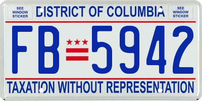 DC license plate FB5942