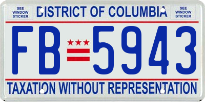 DC license plate FB5943