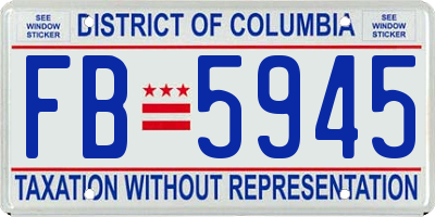 DC license plate FB5945