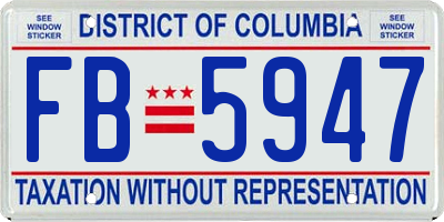 DC license plate FB5947