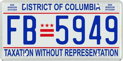 DC license plate FB5949