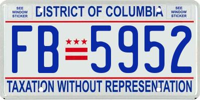 DC license plate FB5952