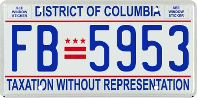 DC license plate FB5953