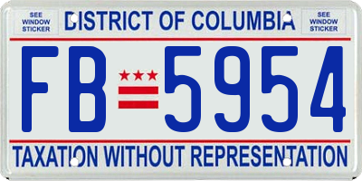 DC license plate FB5954