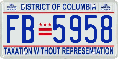 DC license plate FB5958