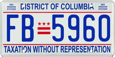 DC license plate FB5960