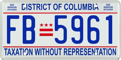 DC license plate FB5961