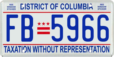 DC license plate FB5966