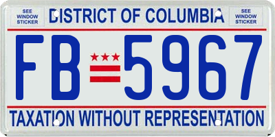 DC license plate FB5967