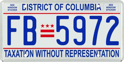 DC license plate FB5972