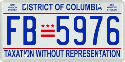 DC license plate FB5976