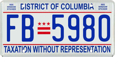 DC license plate FB5980