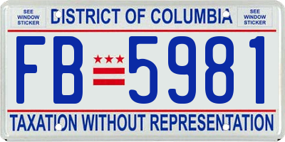 DC license plate FB5981