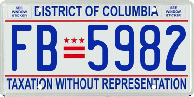 DC license plate FB5982