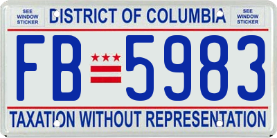 DC license plate FB5983