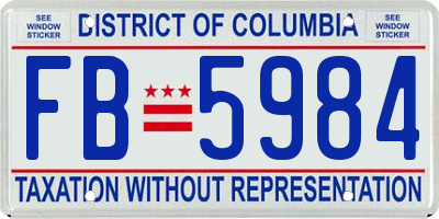 DC license plate FB5984