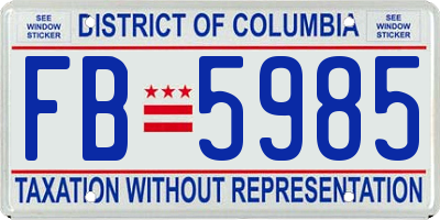 DC license plate FB5985