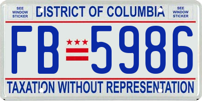 DC license plate FB5986