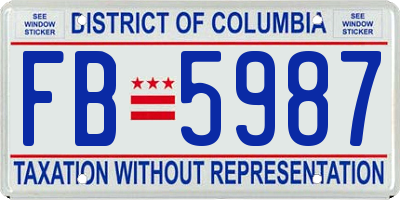 DC license plate FB5987