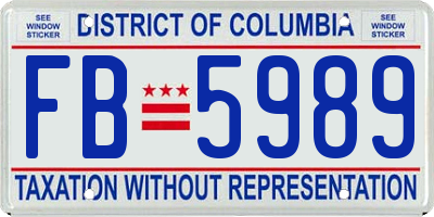 DC license plate FB5989