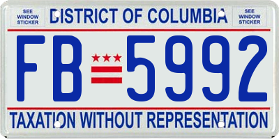 DC license plate FB5992