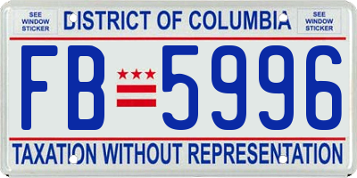 DC license plate FB5996