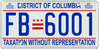 DC license plate FB6001