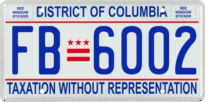 DC license plate FB6002