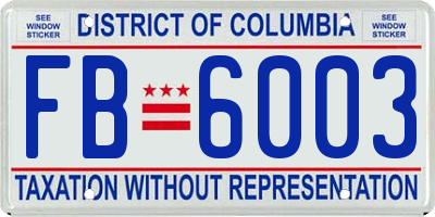 DC license plate FB6003