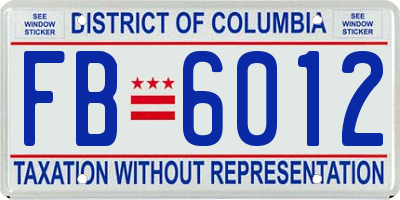 DC license plate FB6012