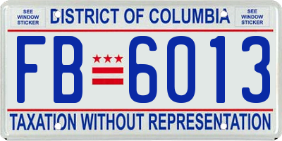 DC license plate FB6013