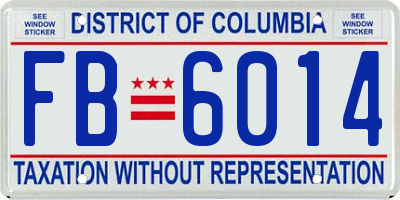 DC license plate FB6014