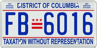 DC license plate FB6016