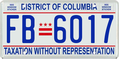 DC license plate FB6017