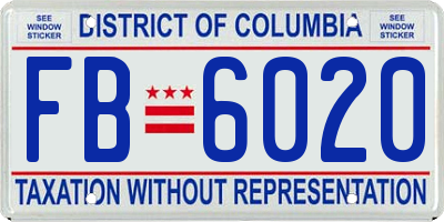 DC license plate FB6020