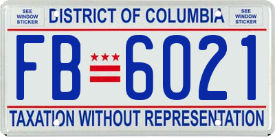 DC license plate FB6021